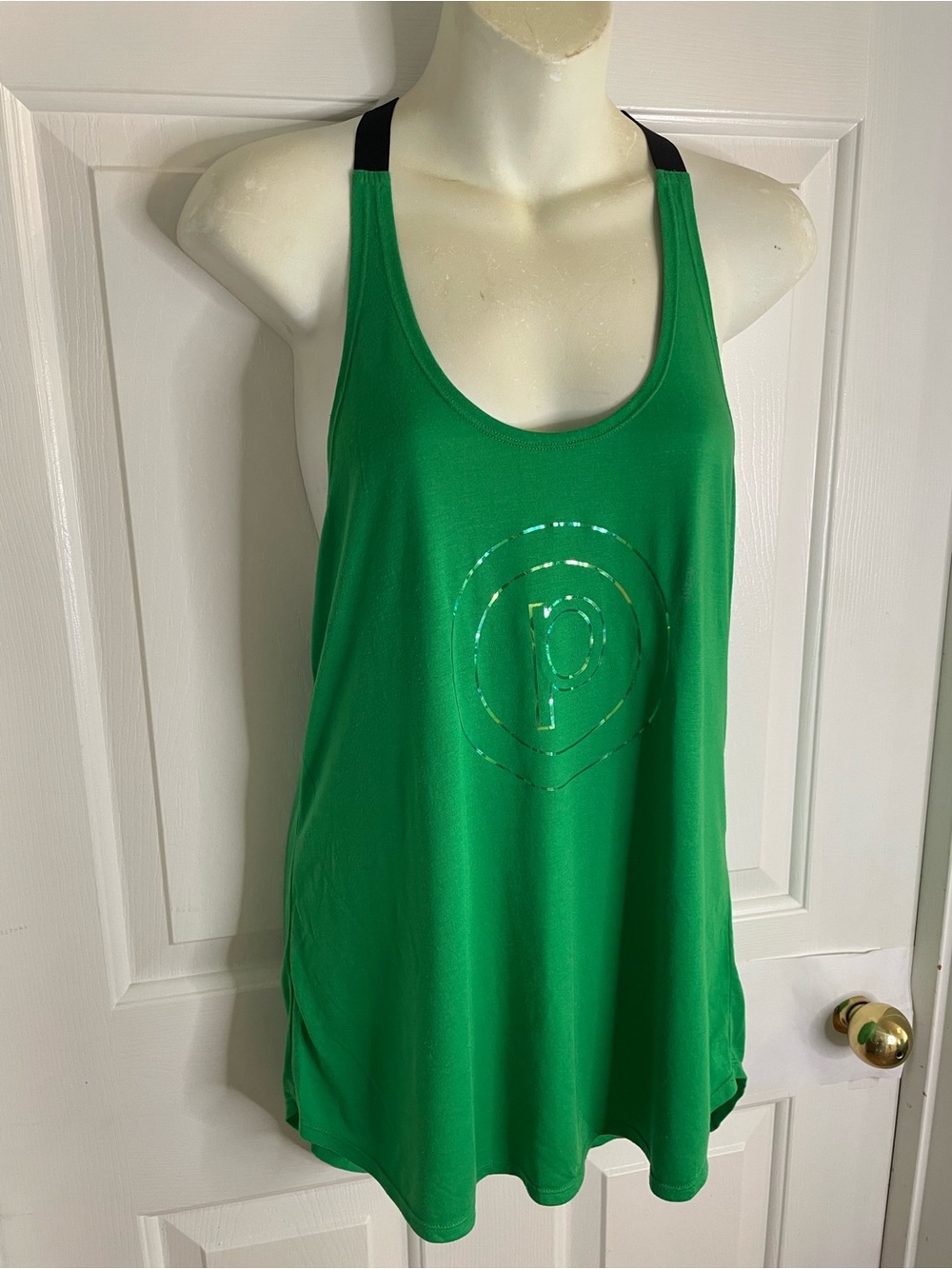 Pure Barre Splits59 Green Racerback Tank with Black Straps Size Medium